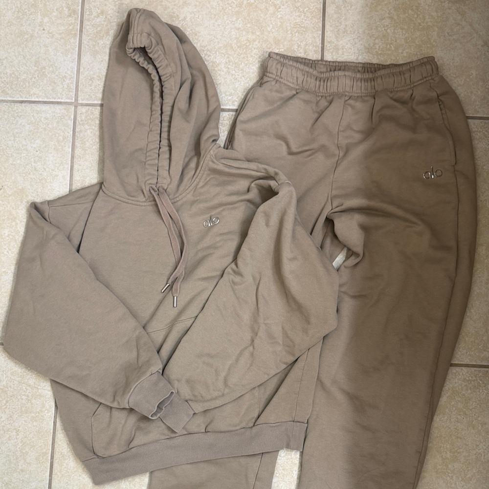 ALO Yoga Tan Hoodie and Joggers Set